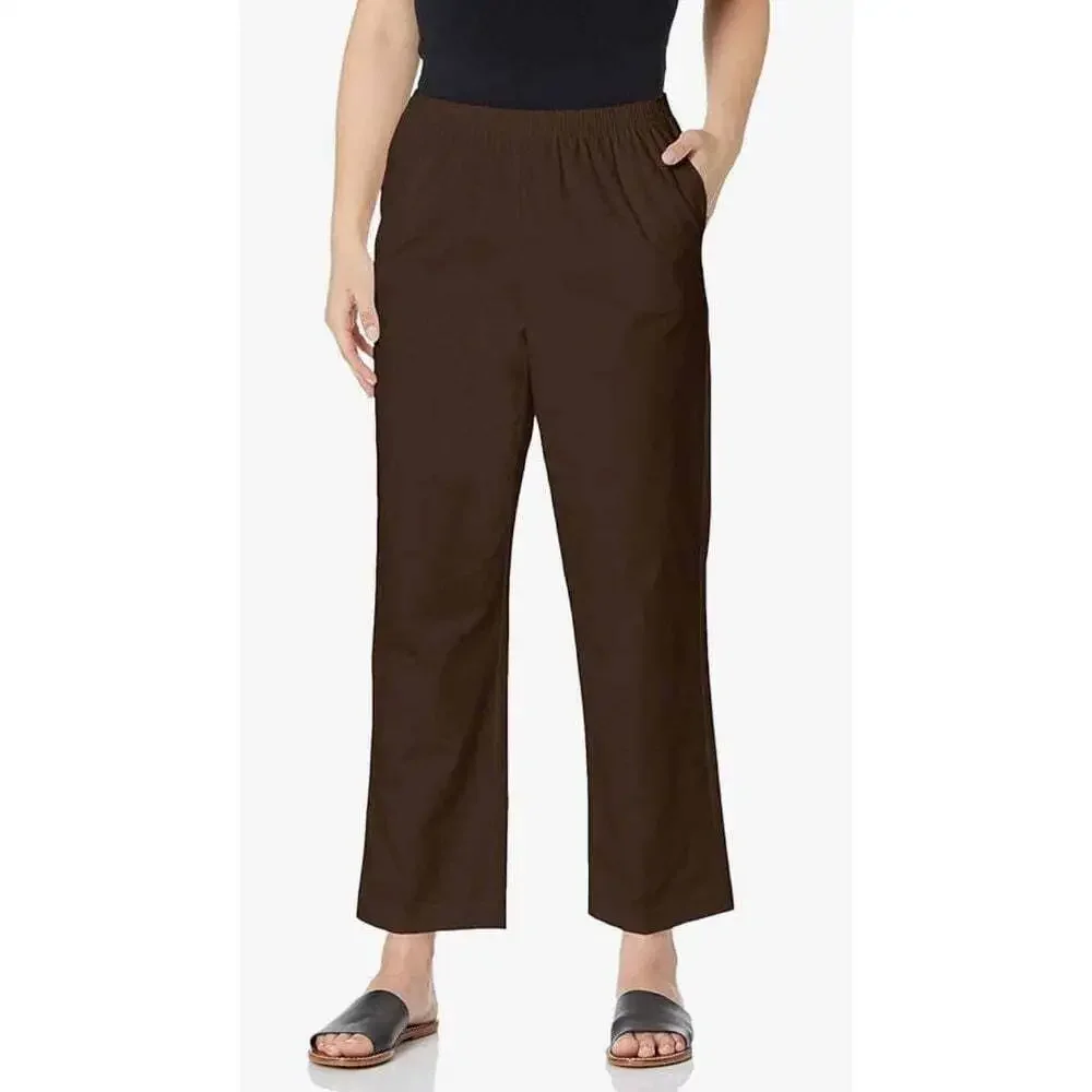 Alfred Dunner Women's 18P Petite Brown Classic Fit Corduroy Pants with Pockets